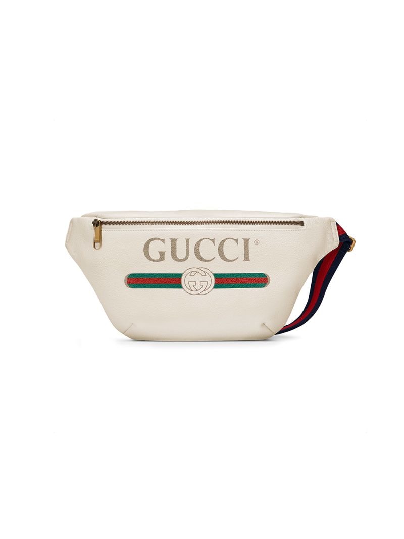 Gucci - logo print belt bag - men - Leather/Cotton/Nylon - 90 - Neutrals
