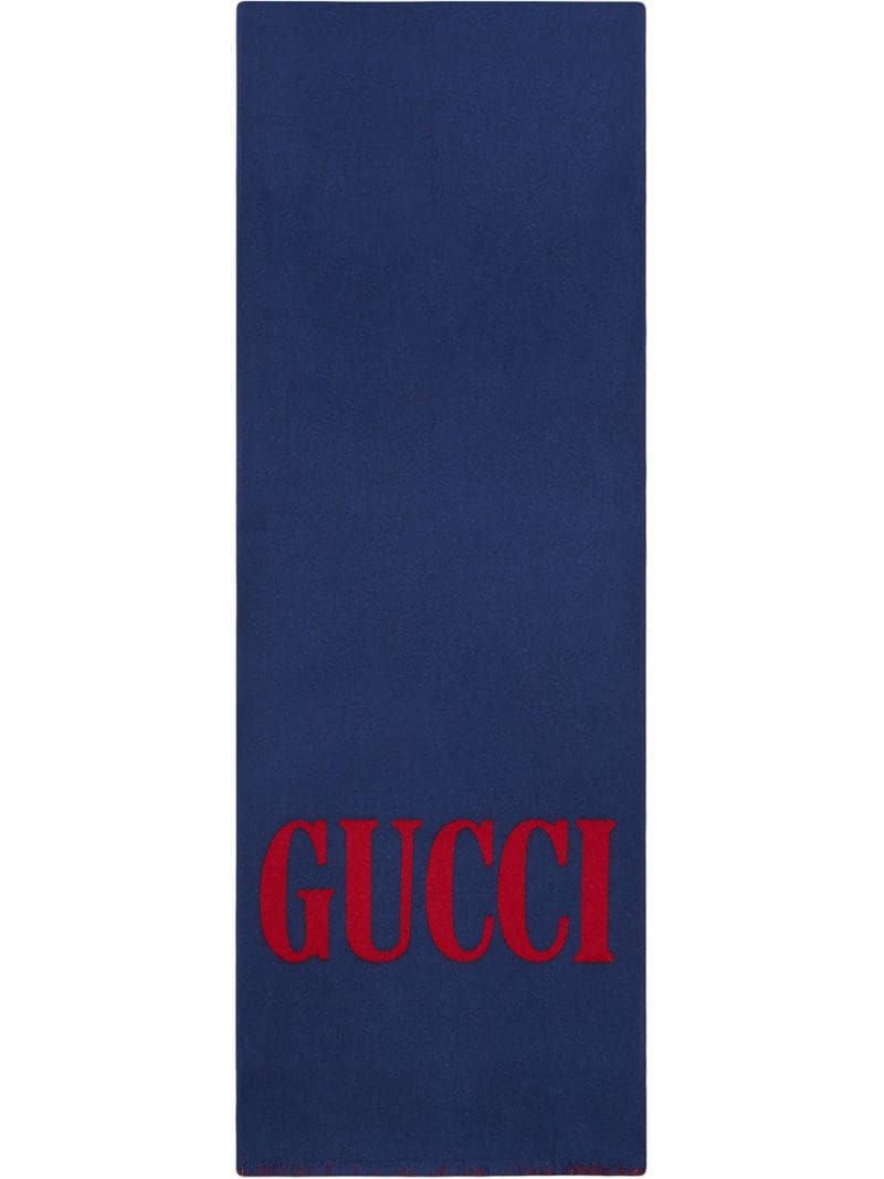 Gucci - Gucci jacquard wool silk scarf - men - Wool/Silk - One Size - Blue