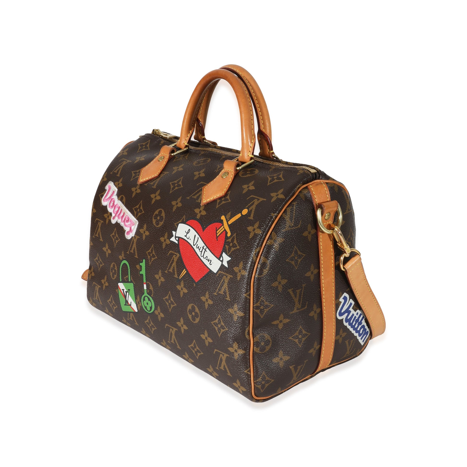 Louis Vuitton Patches Speedy Bandouliere 30 Monogram Canvas Handbag