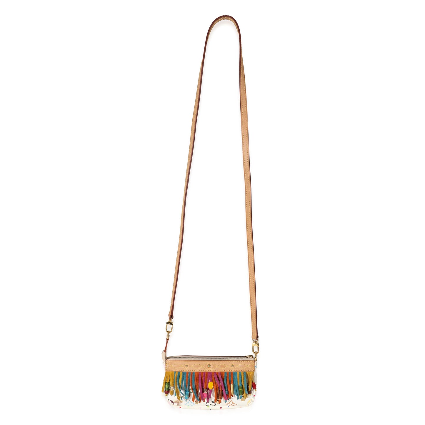 Louis Vuitton Fringe Pochette Accessories Monogram White Multicolor Jewelry