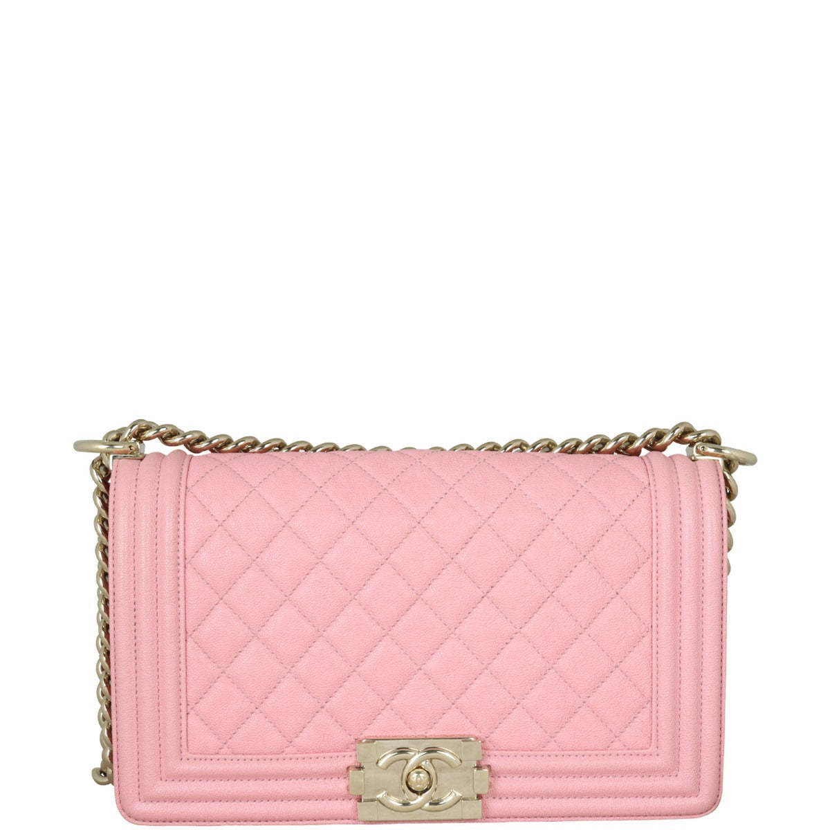 Chanel Boy Old Caviar Handbag Pink Medium