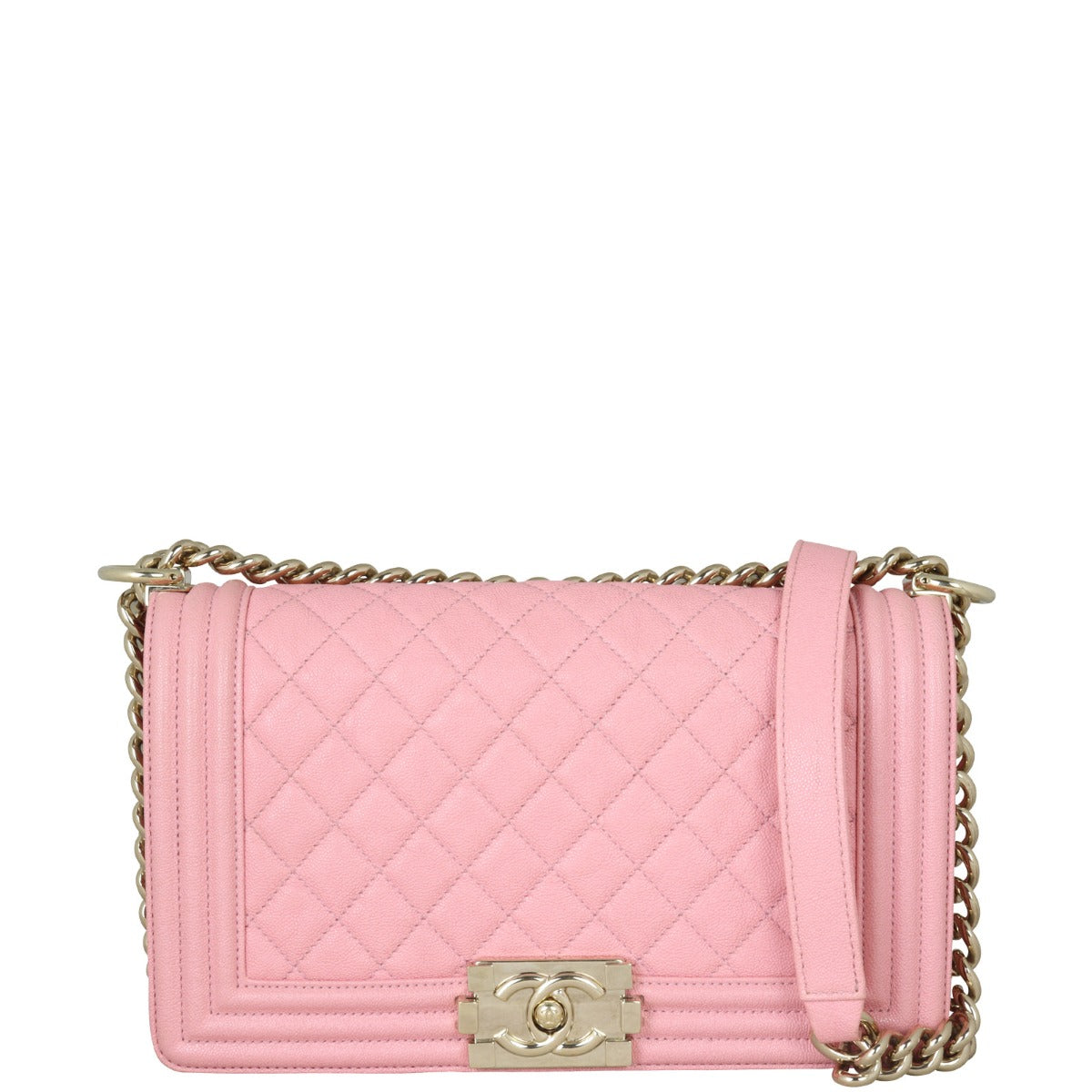 Chanel Boy Old Caviar Handbag Pink Medium