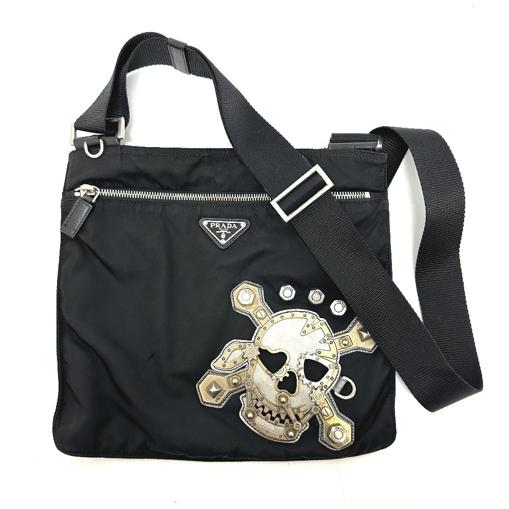 Shoulder Bag Triangle Plate Skull Nylon Black