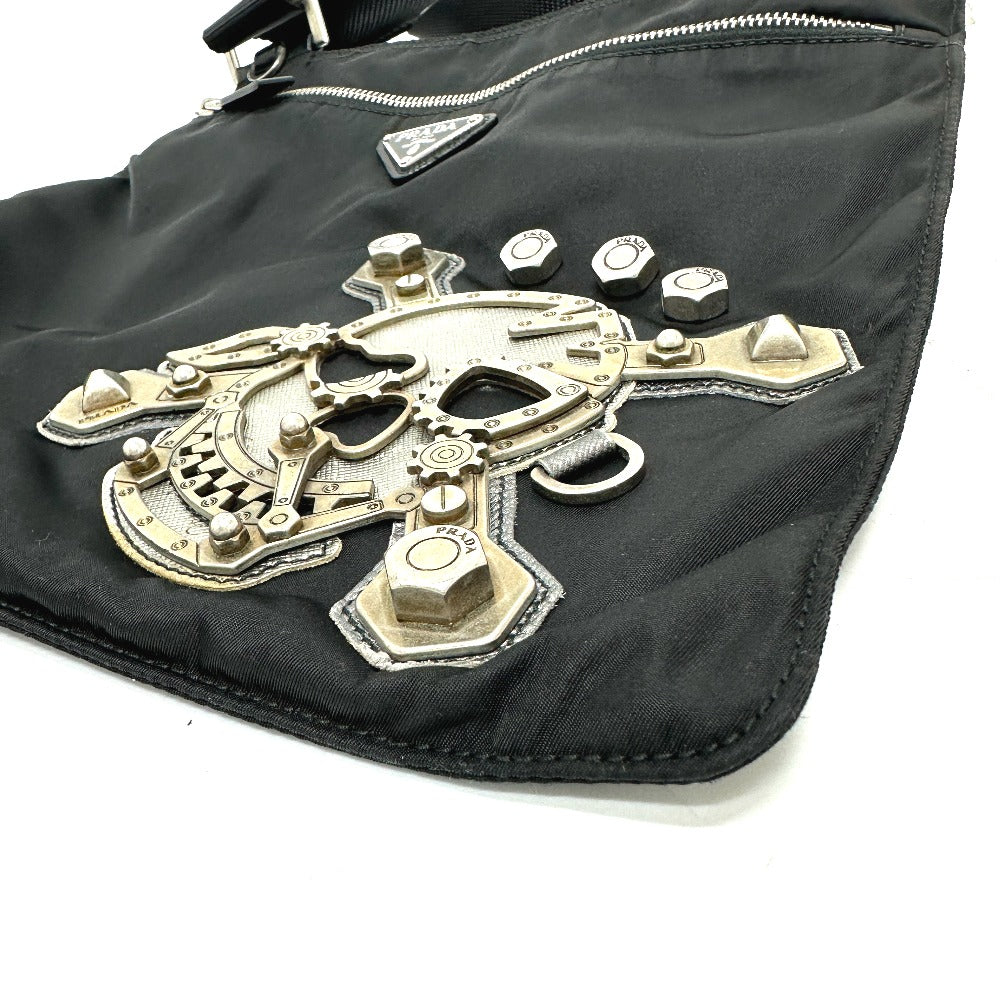 Shoulder Bag Triangle Plate Skull Nylon Black