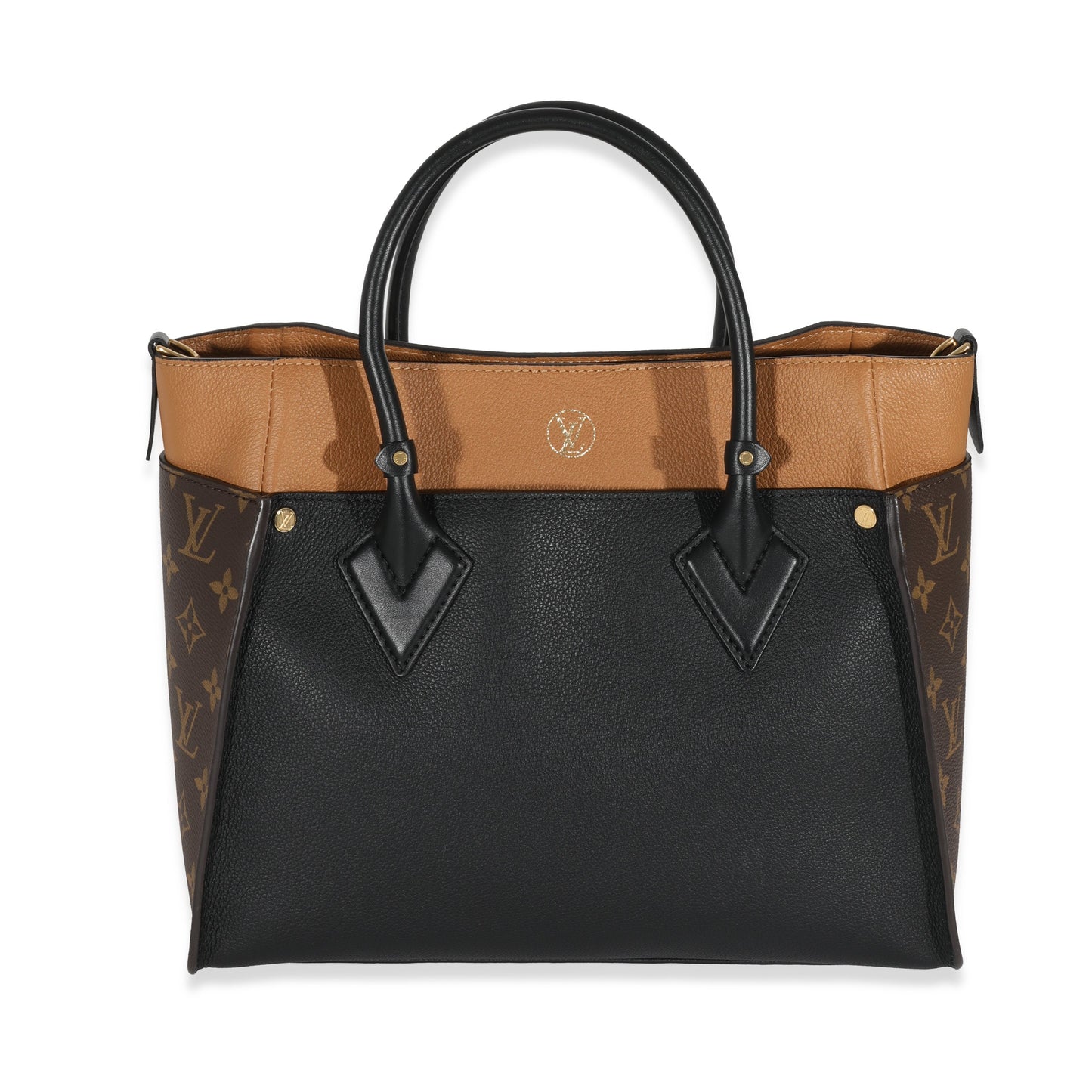 Louis Vuitton & Tan On My Side Monogram Canvas Calfskin Black Handbag
