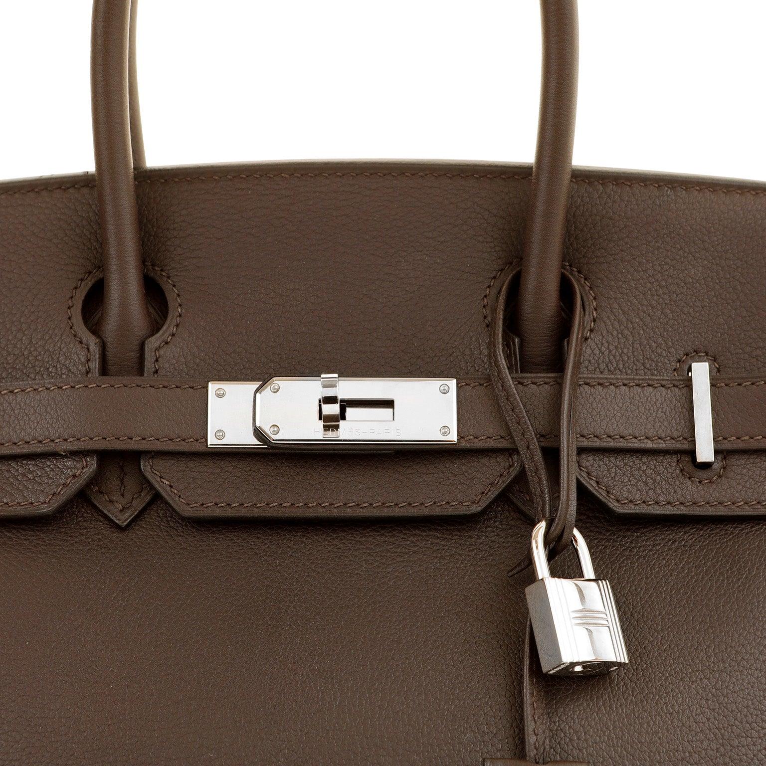 Hermes Havana Evergrain W Palladium Hardware Handbag Brown Travel Bag