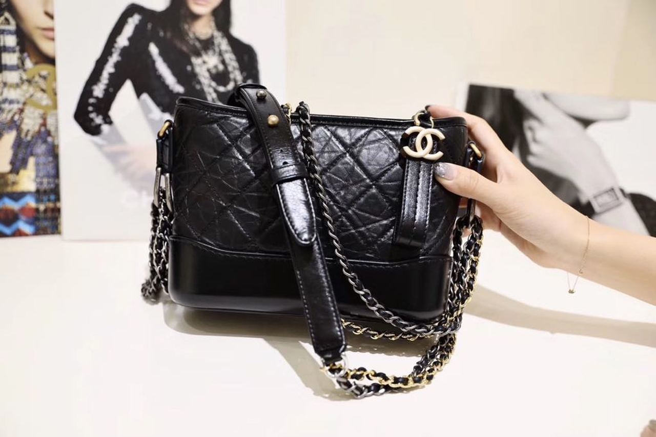 CHL Gabrielle 20cm Aged Spring Leather Calfskin Black Jewelry