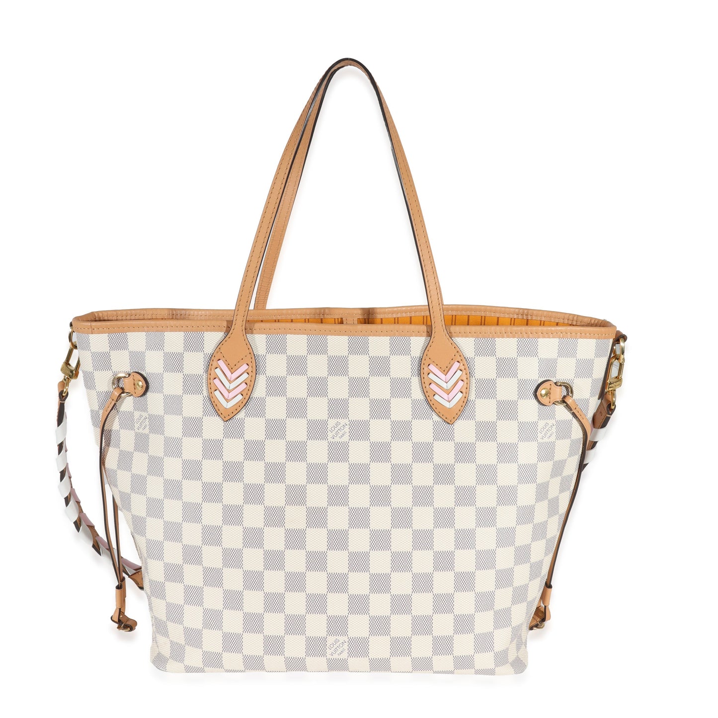 Louis Vuitton Damier Azur Braided Neverfull MM Canvas Tote Bag