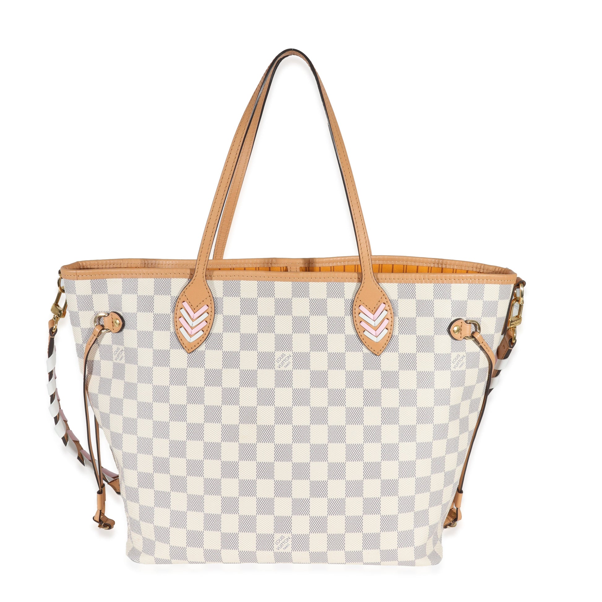 Louis Vuitton Damier Azur Braided Neverfull MM Canvas Tote Bag