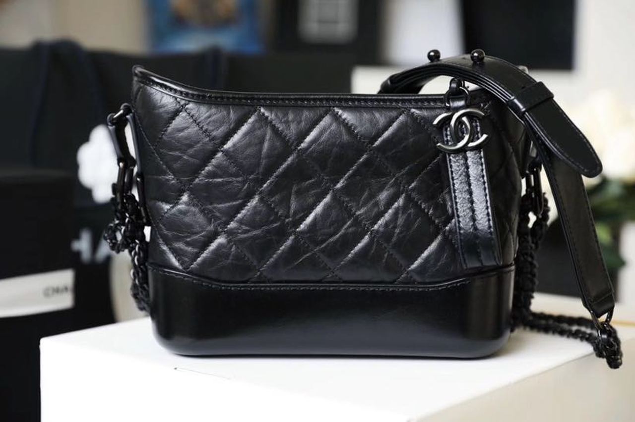 CHL Gabrielle 20cm Aged Spring Leather Calfskin Black Jewelry So Black