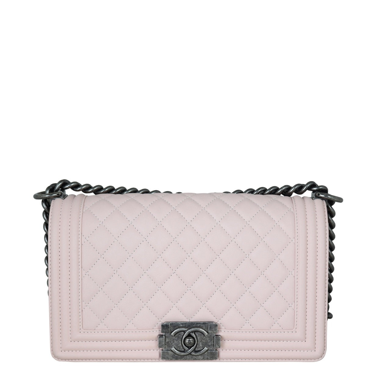 Chanel Boy Old Pale Handbag Pink Medium