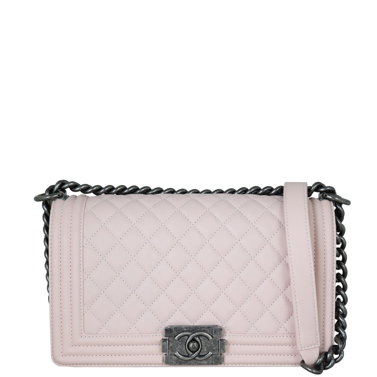 Chanel Boy Old Pale Handbag Pink Medium