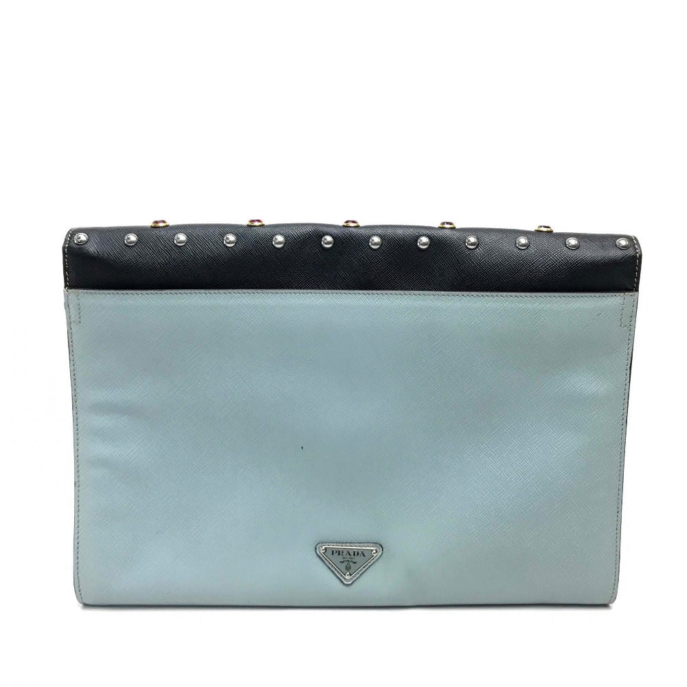 Clutch Bag Safiano Bijou X Studs Unisex(Unisex) Leather Black