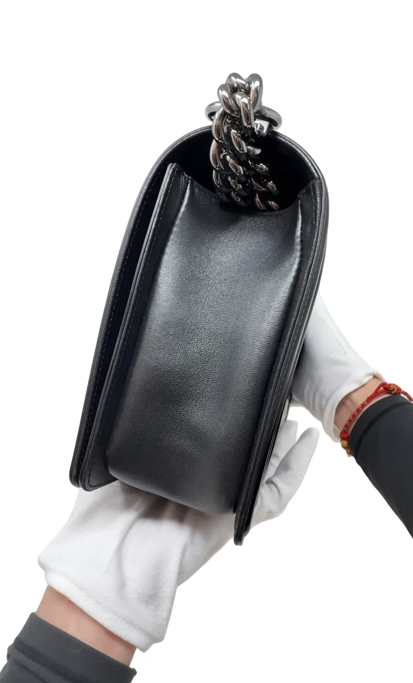 Chanel leBoy patent leather crossbody bag black B-
