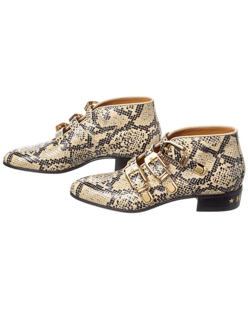 Gucci Python-Embossed Leather Bootie
