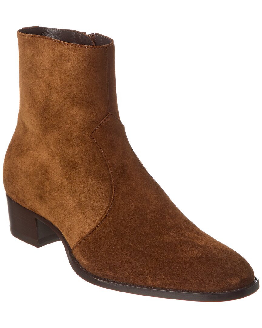 YSL Saint Laurent Wyatt Boot Suede Brown Shoes