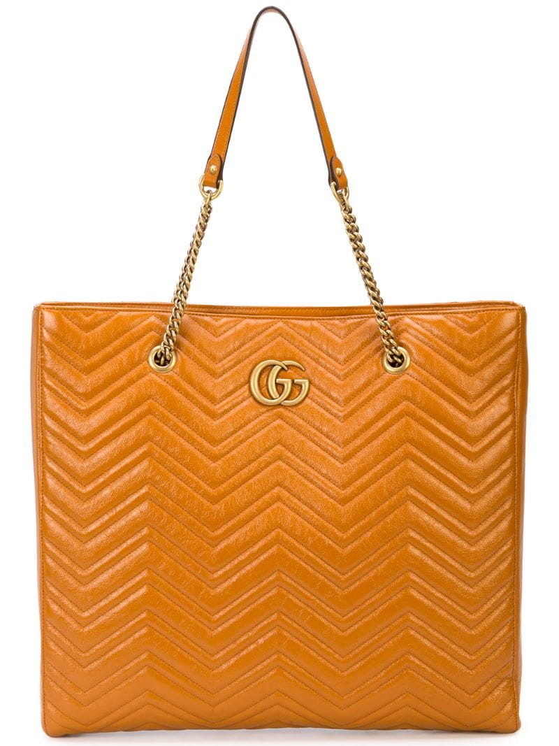 Gucci - GG Marmont matelassé large tote - women - Calf Leather - One Size - ORANGE