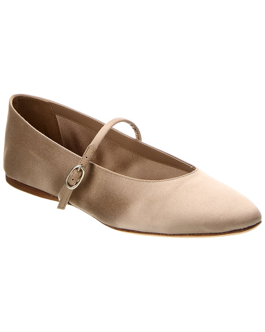 YSL Saint Laurent Gio Silk Ballet Flat Beige Shoes