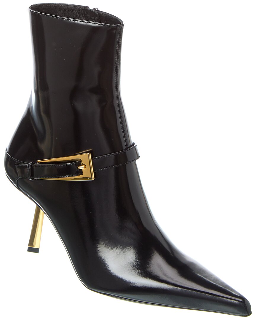 YSL Saint Laurent Lee 70 Bootie Patent Black Shoes