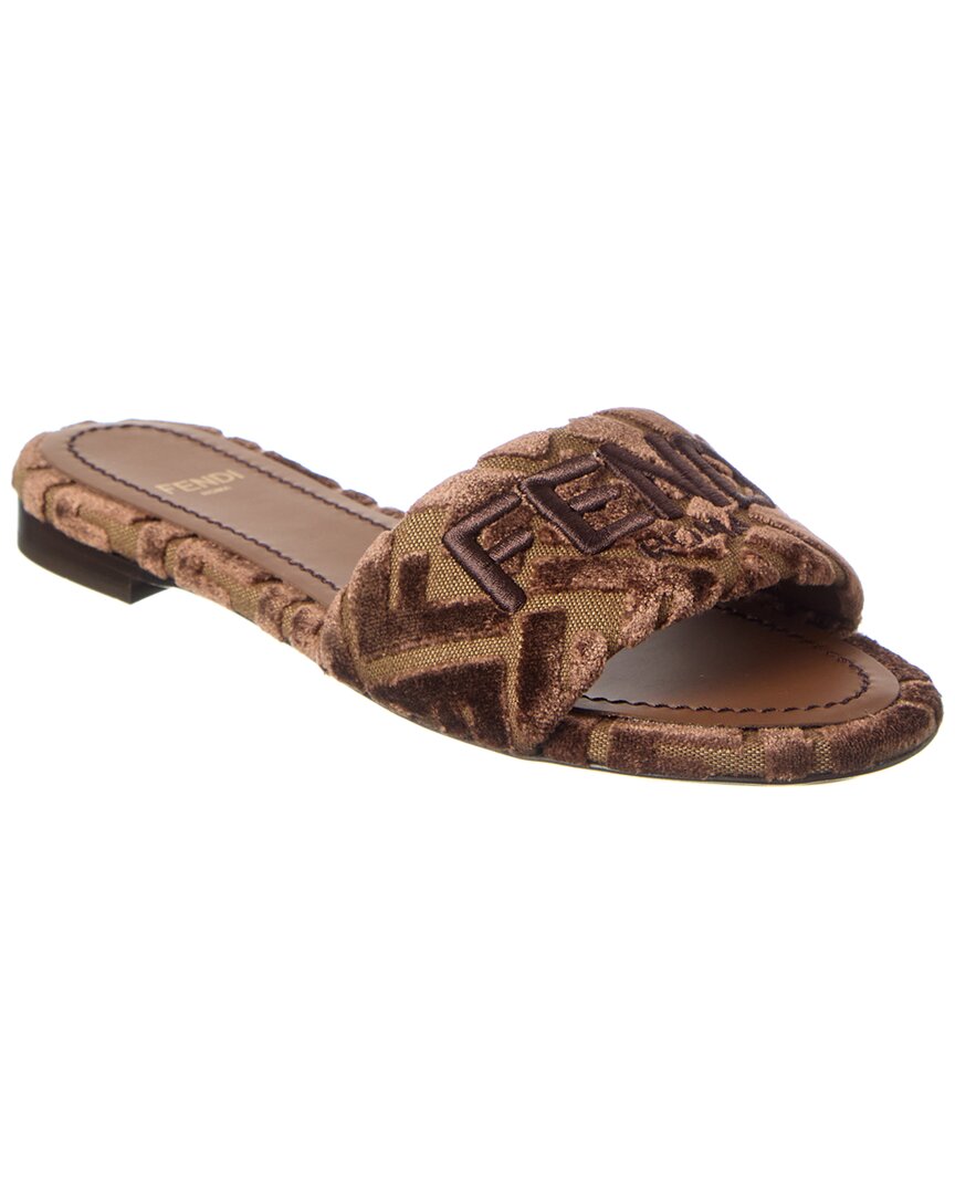 Fendi Shoe Sunshine Velvet Sandal Brown Shoes