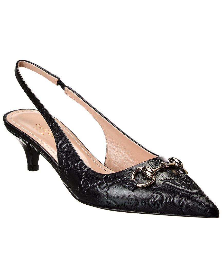 Gucci Horsebit Leather Slingback Pump
