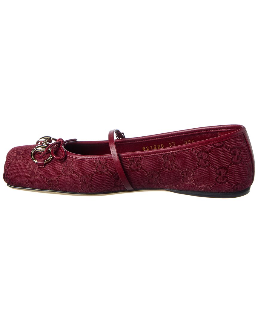 Gucci Horsebit Gg Canvas & Leather Flat