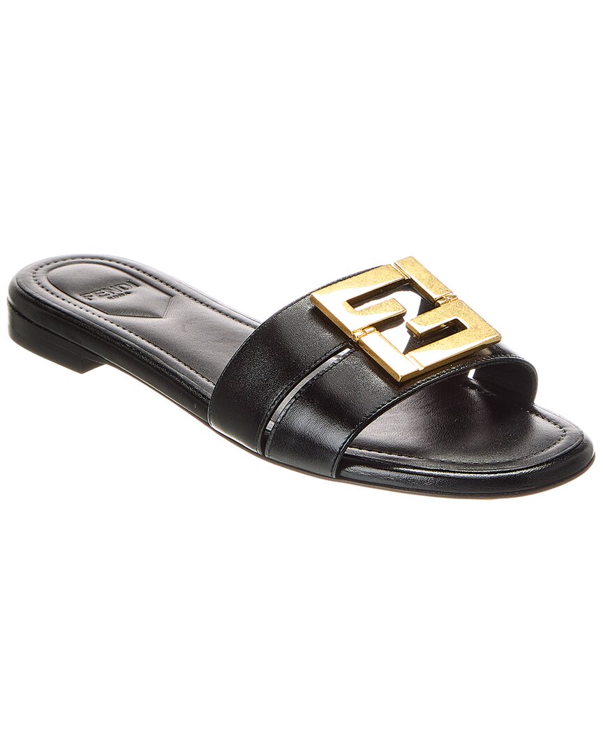 Fendi Shoe Ffold Sandal Leather Black Shoes
