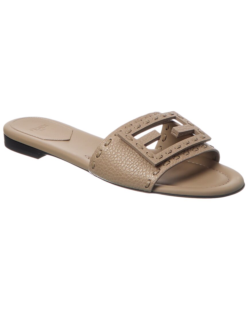 Fendi Shoe Ff Baguette Sandal 7 Leather Gray Shoes