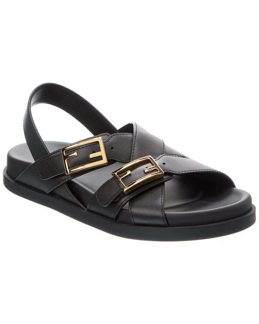 Fendi Shoe Feel Sandal Leather Black Shoes