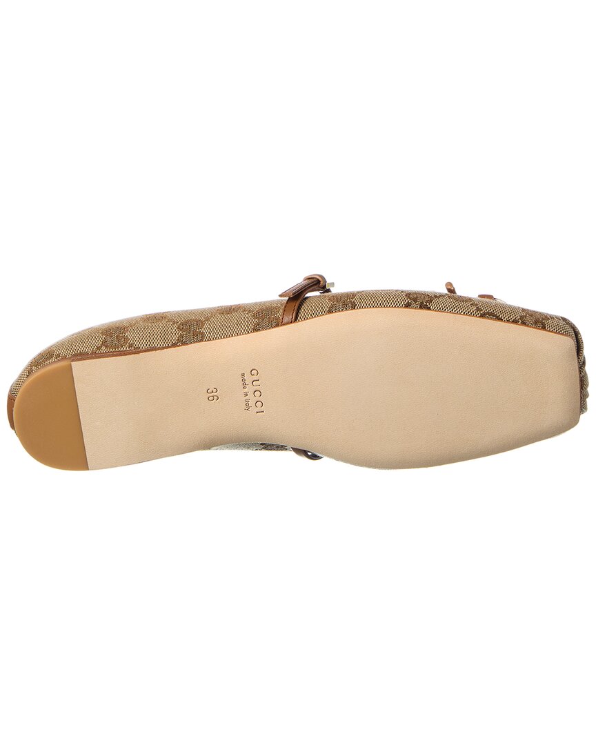Gucci Horsebit Gg Canvas & Leather Ballet Flat