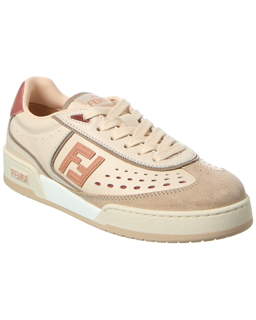 Fendi Shoe Match & Sneaker Leather Suede White Shoes