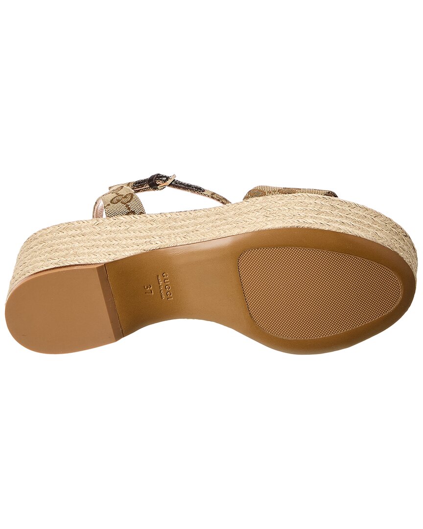 Gucci Horsebit Gg Canvas Wedge Sandal