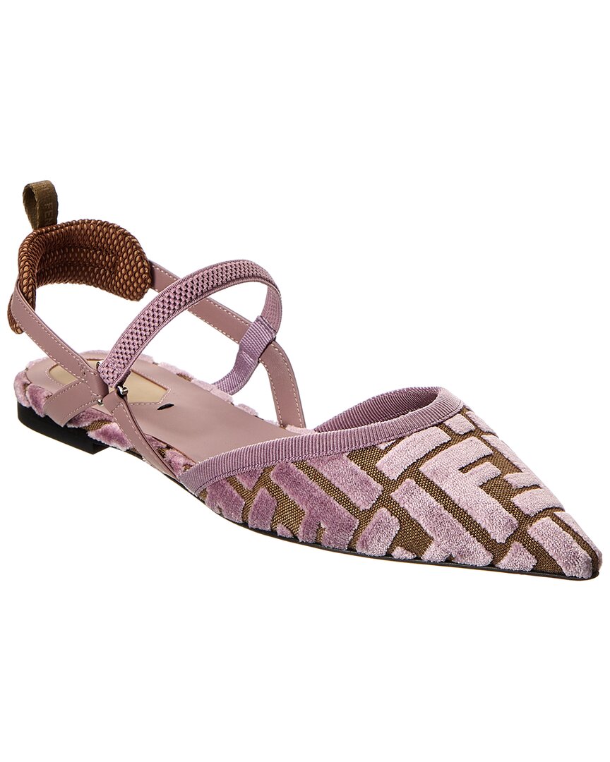 Fendi Shoe Colibri Lite Ff Jacquard Velvet Flat Pink Shoes