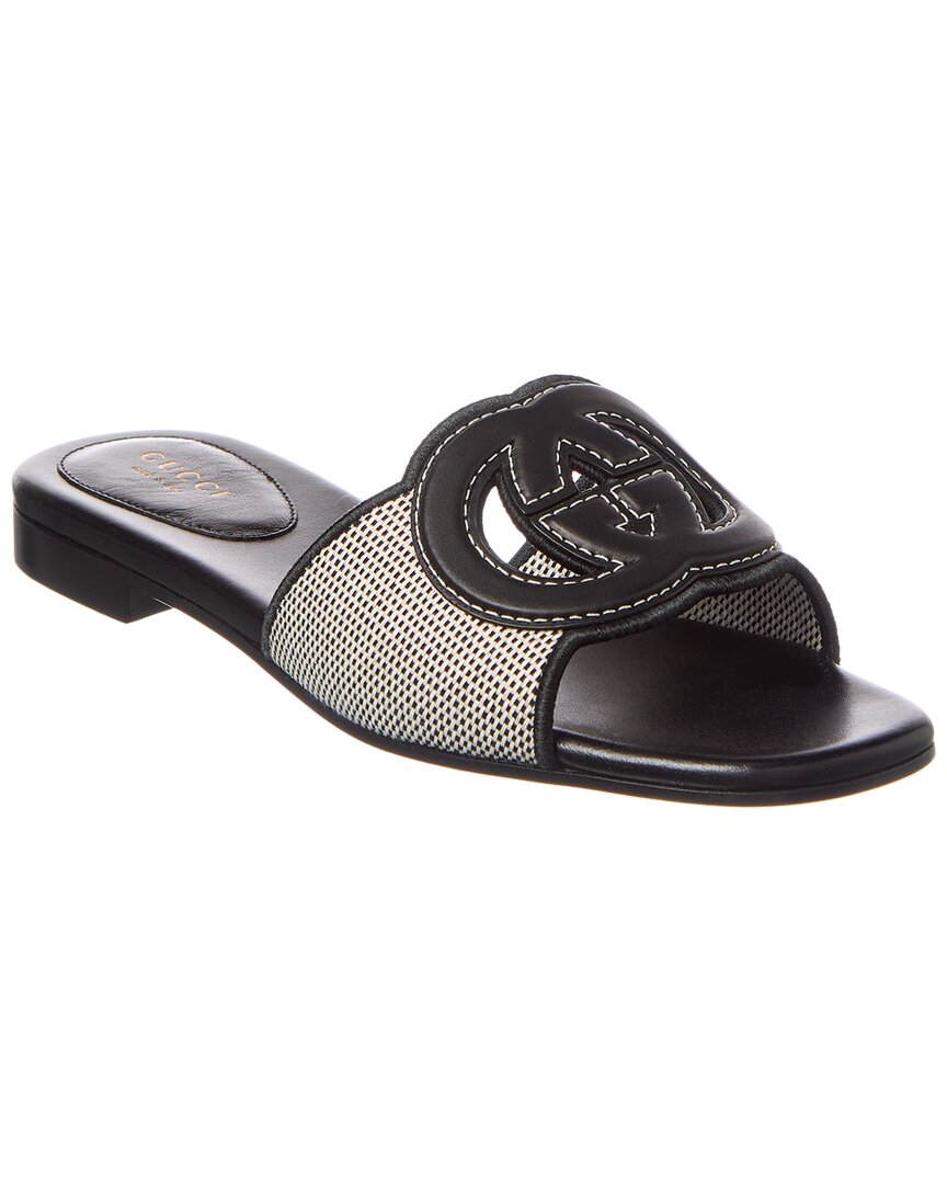 Gucci Interlocking G Canvas & Leather Sandal