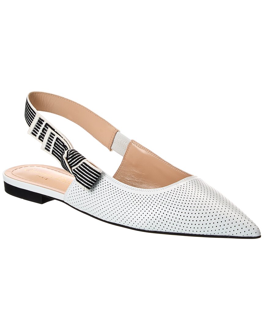 Dior Sling Bag Toujours Slingback Flat 2 Leather White Shoes