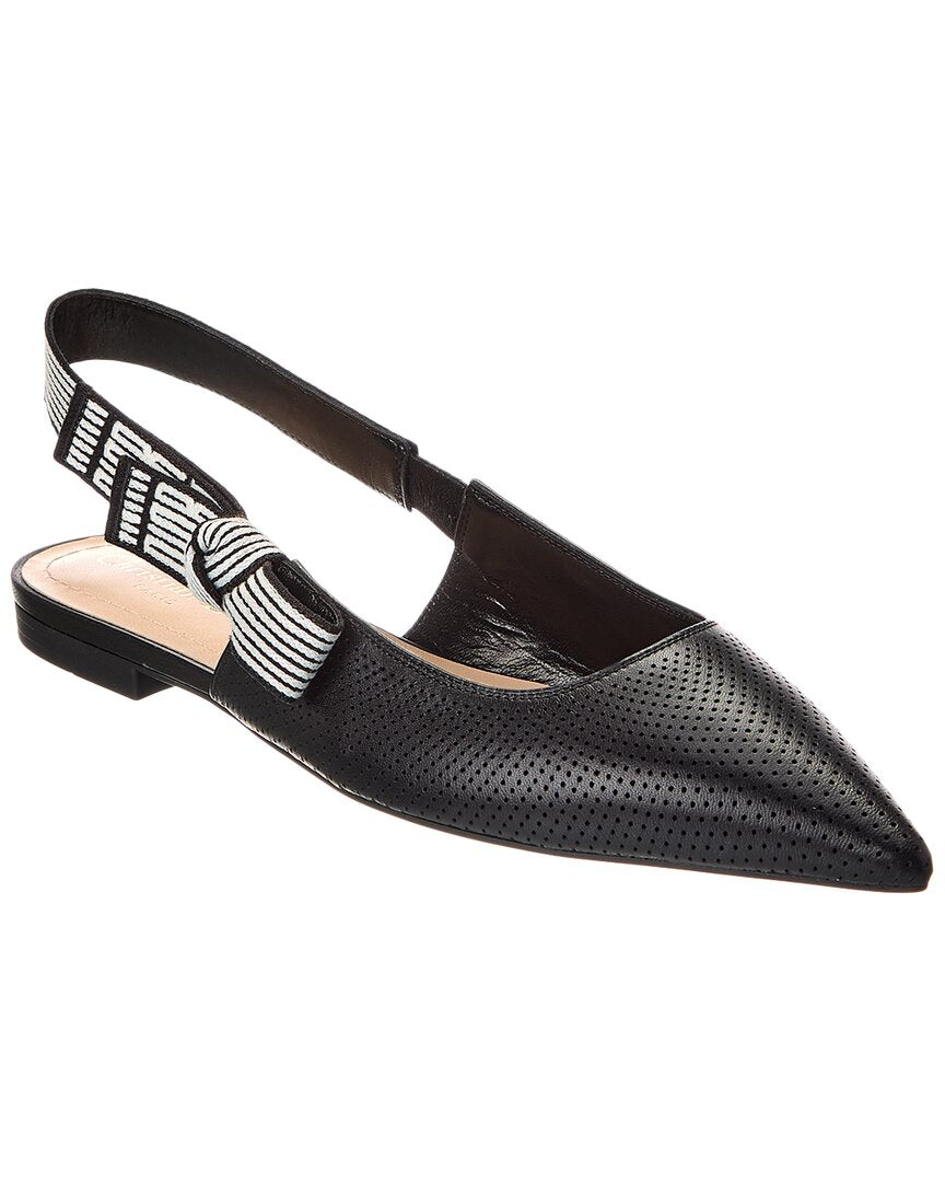 Dior Sling Bag Toujours Slingback Flat Leather Black Shoes