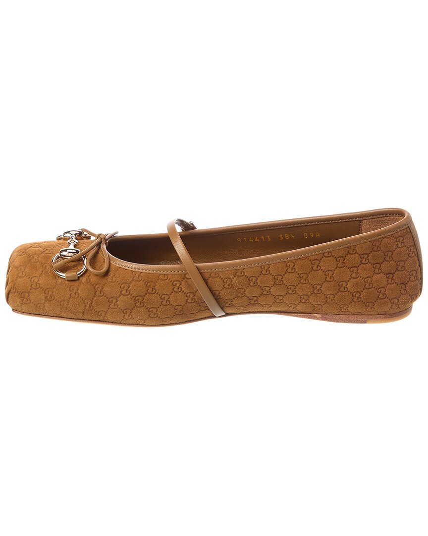 Gucci Horsebit Suede & Leather Ballet Flat