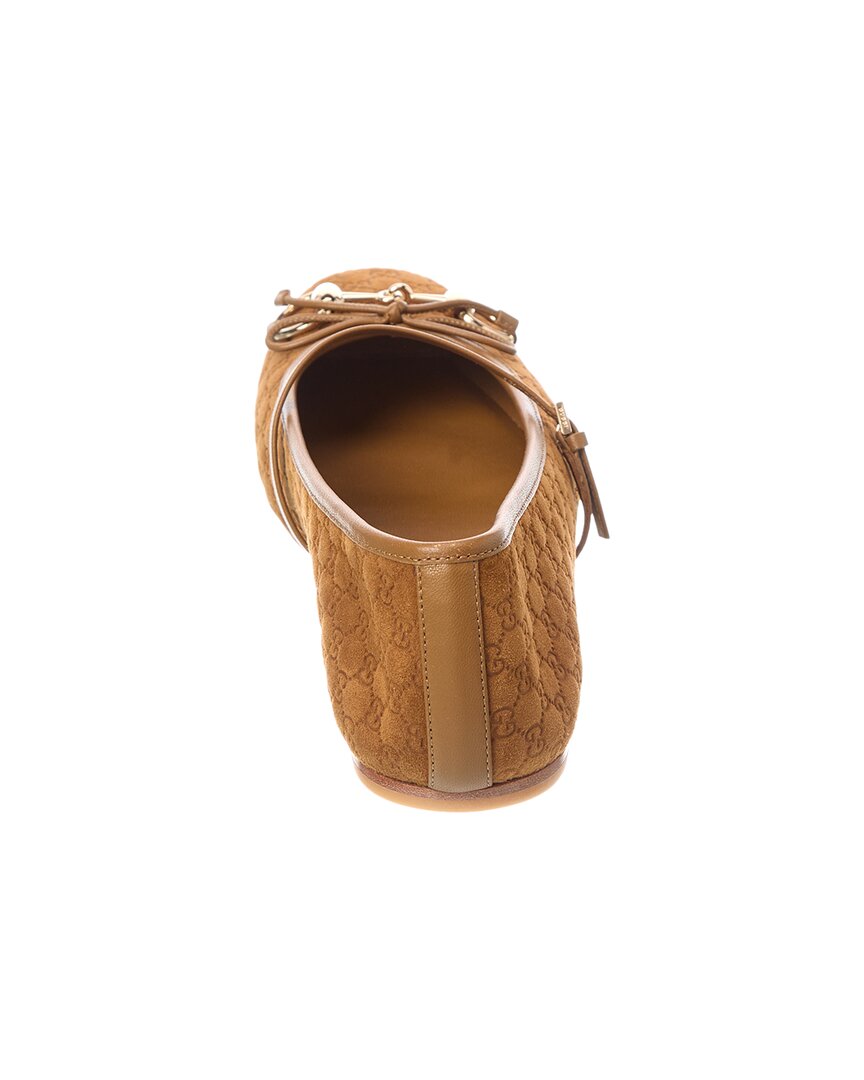 Gucci Horsebit Suede & Leather Ballet Flat