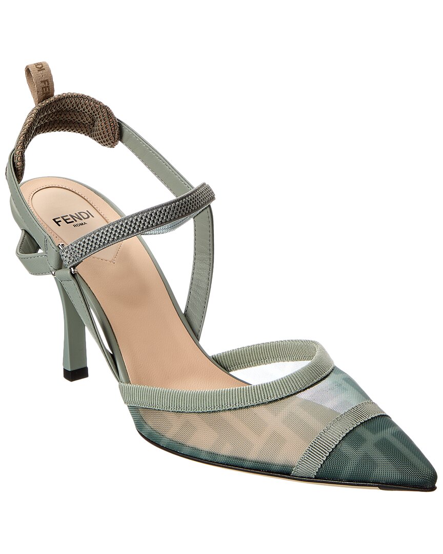 Fendi Sling Bag Colibri Lite Ff Mesh & Slingback Leather Green Shoes
