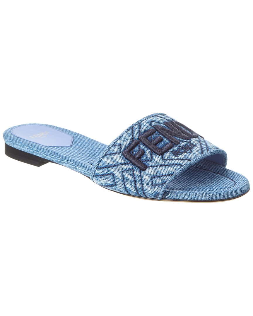 Fendi Shoe Signature Sandal Denim Blue Shoes