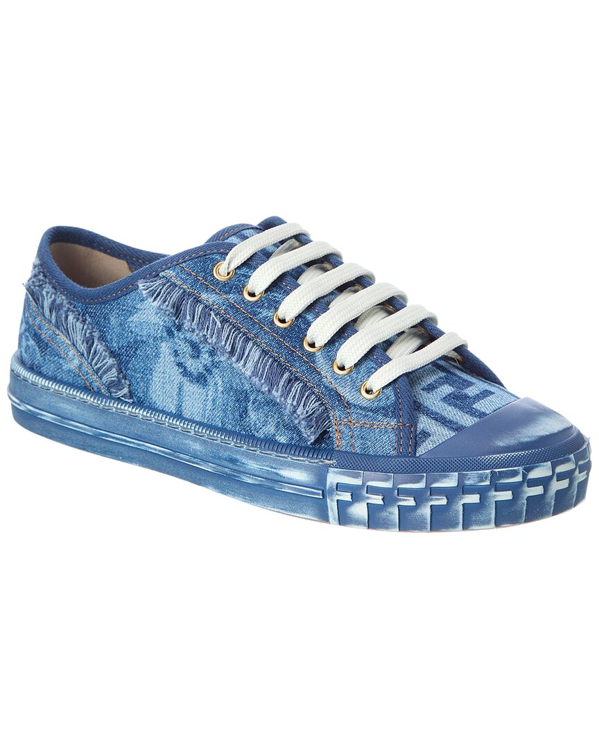Fendi Shoe Domino Sneaker Denim Blue Shoes