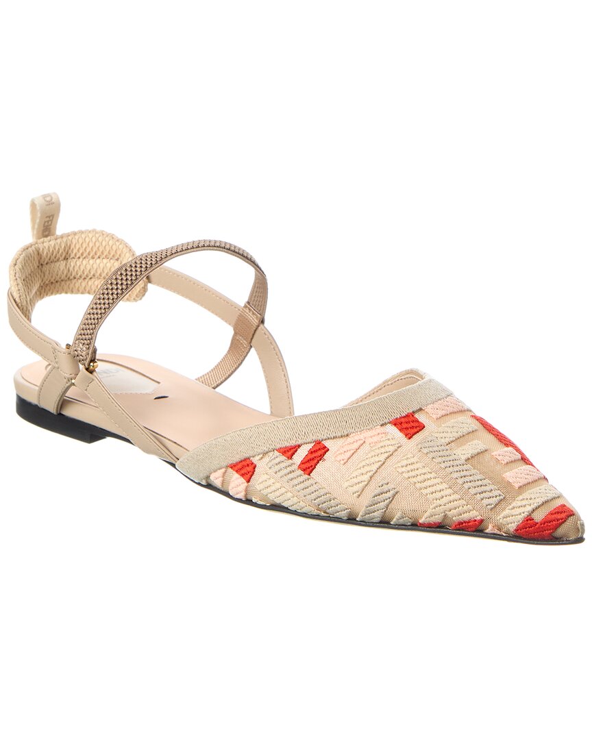 Fendi Sling Bag Colibri Lite Mesh & Slingback Flat Leather Blue Shoes Slingback Flat 2
