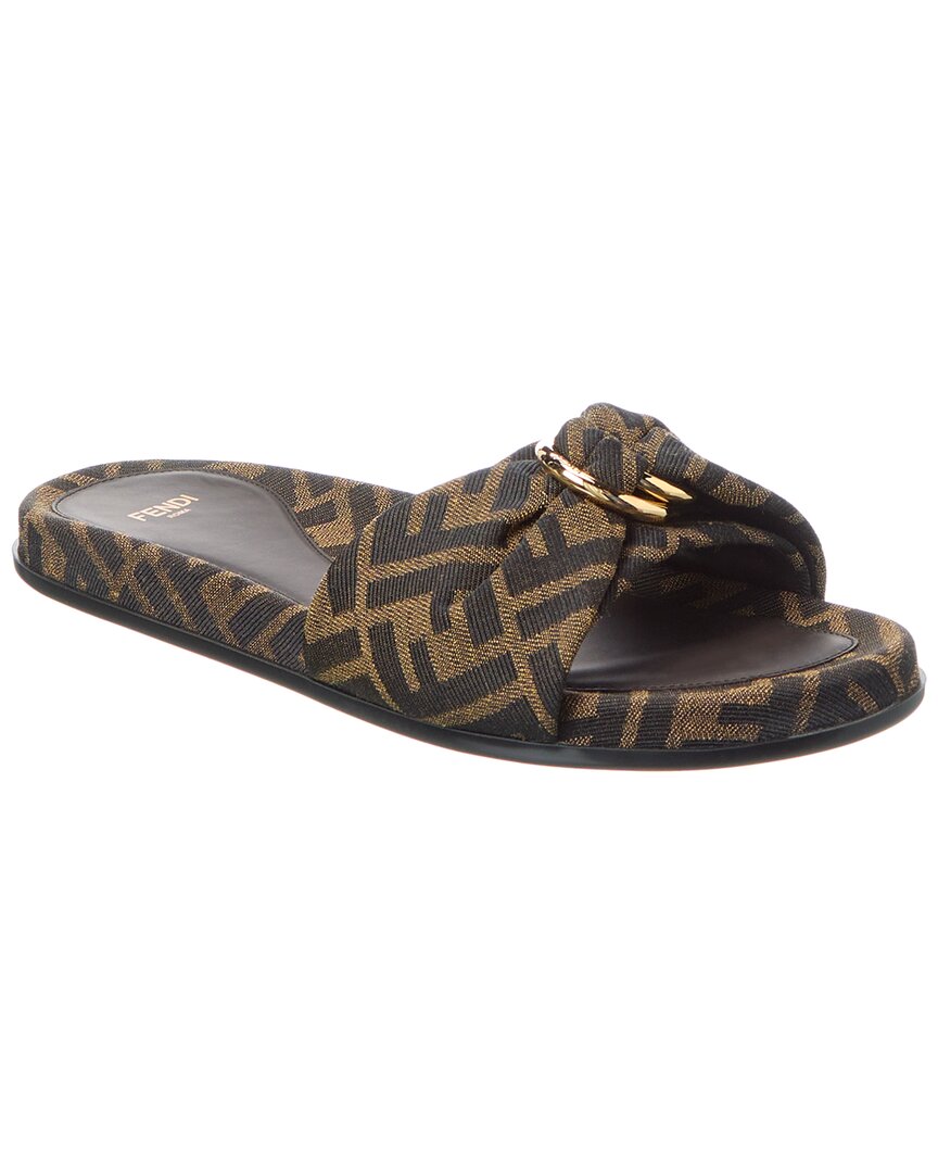 Fendi Shoe Feel Ff Jacquard Sandal Brown Shoes
