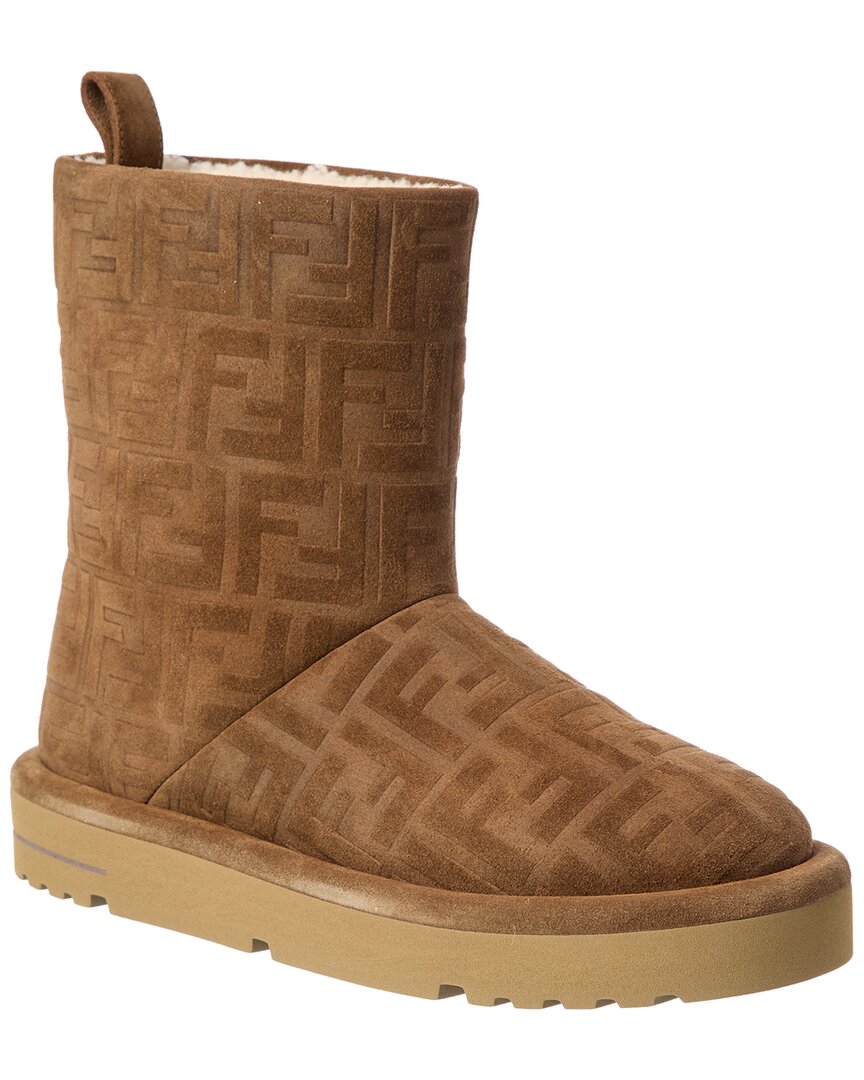 Fendi Shoe Apres Chic Ff Boot 2 Suede Brown Shoes