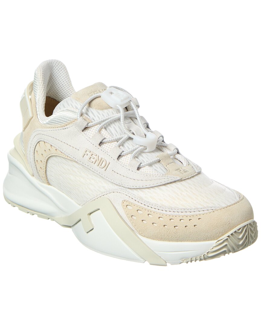 Fendi Shoe Flow Mesh & Sneaker Suede White Shoes