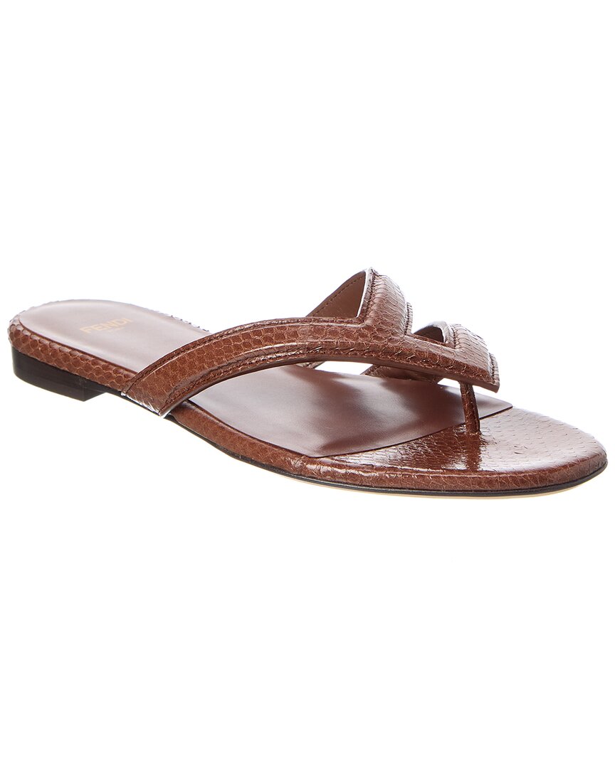 Fendi Shoe Fling Snakeskin Sandal 4 Brown Shoes