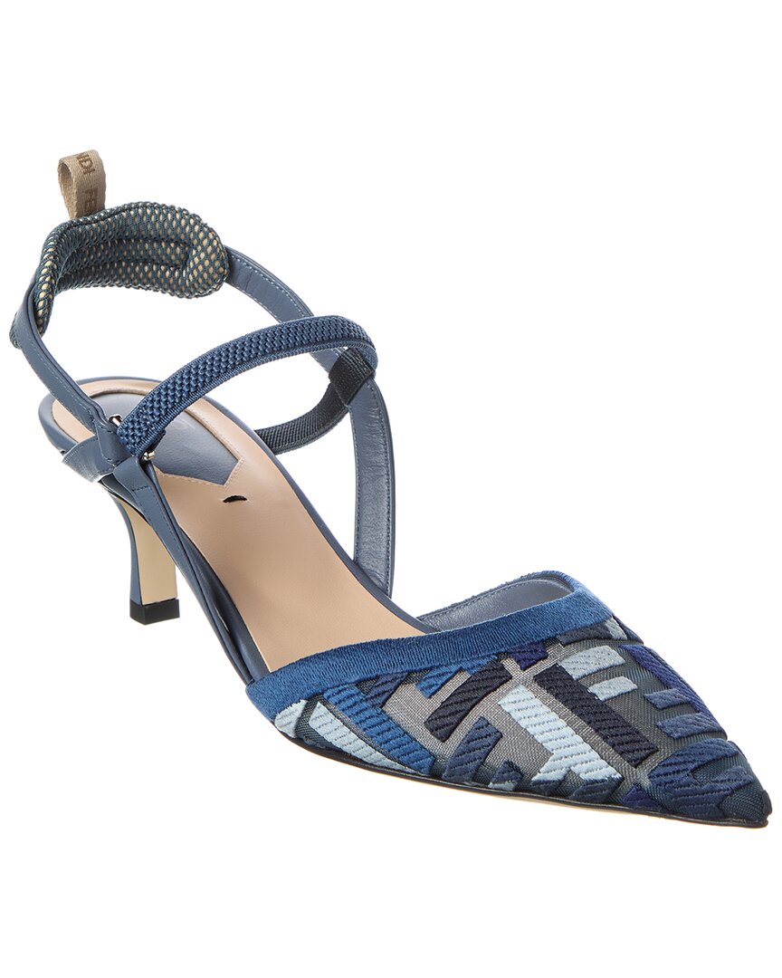 Fendi Sling Bag Ff Colibri Lite Mesh & Slingback Leather Blue Medium Shoes Slingback Mule 2