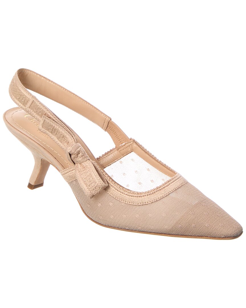 Dior Sling Bag J'a Mesh & Slingback Pump 3 Suede Beige Shoes
