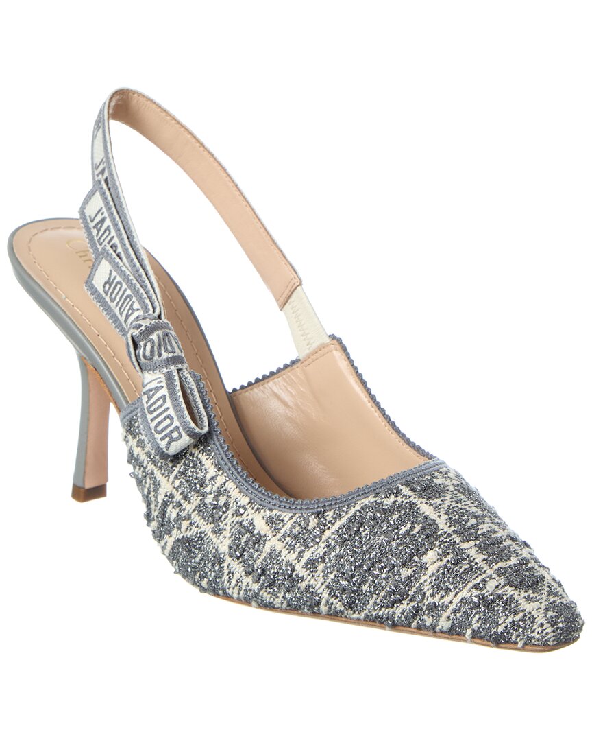 Dior Sling Bag J'a Tweed & Slingback Pump Leather Gray Shoes