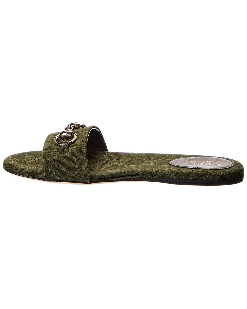 Gucci Horsebit Gg Canvas Sandal